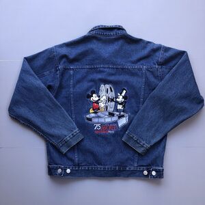 Vintage Mickey Mouse Men Small 75th Anniversary Denim Jean Jacket Disney World